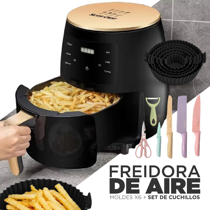 Freidora De Aire 6L Airfryer Con Moldes Y Set De Cuchillos