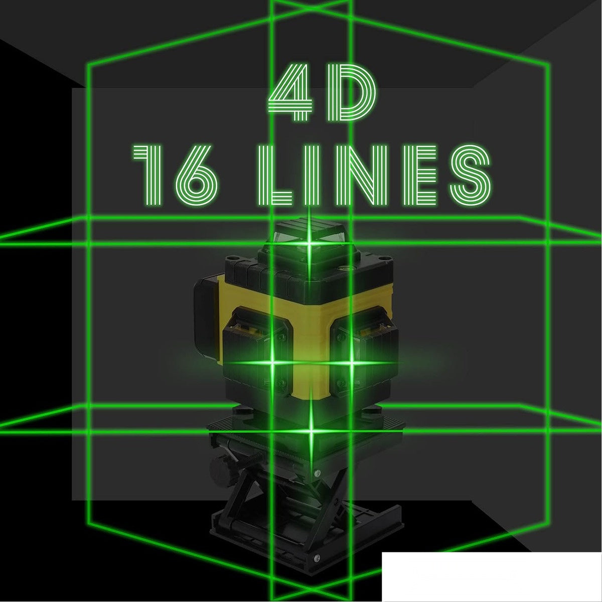 Nivel Laser 4D 16 Lineas Autonivelante 2 Baterias Con Accesorios Profesional Estuche