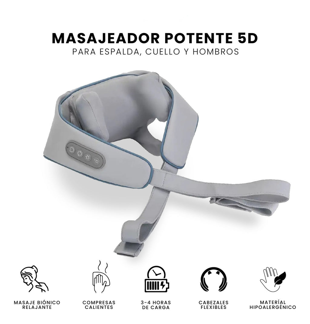 Masajeador De Cuello Antiestres Recargable Alto Confort Con Calefaccion Para Cuello Espalda