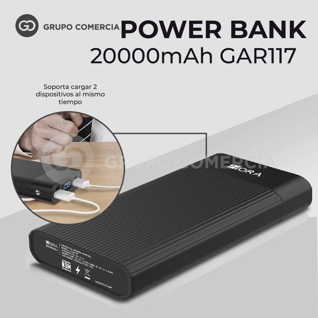 Power Bank 20.000 Mah Reales Original Digital 1Hora Potente
