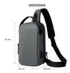 Morral Bolso Antirrobo Impermeable Con Puerto Usb Y Candado De Seguridad Gris