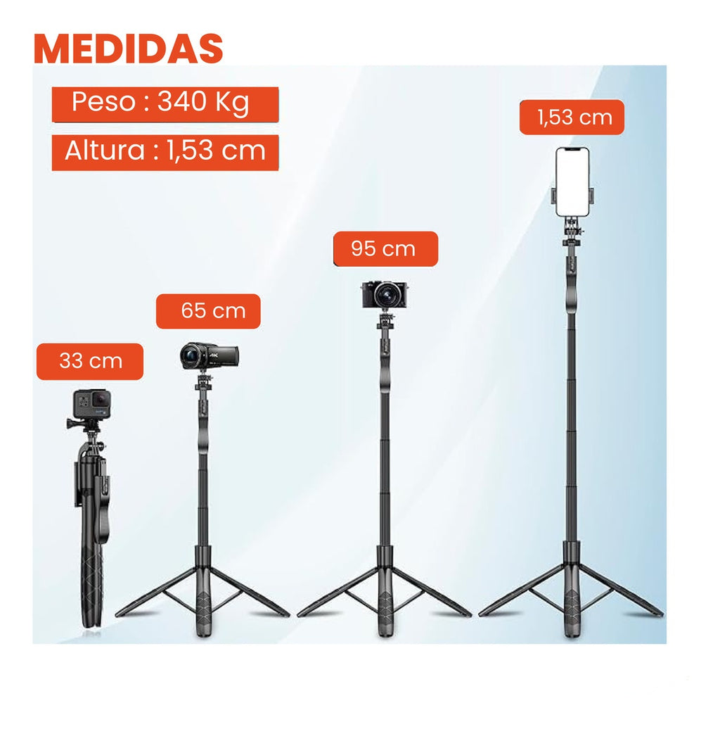 Palo Selfie Tripode Aluminio Extra Largo Profesional 160Cm