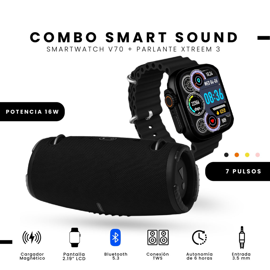 Smartwatch Deportivo Ultra Parlante Mega Sound Bluetooth Xtreem Negro