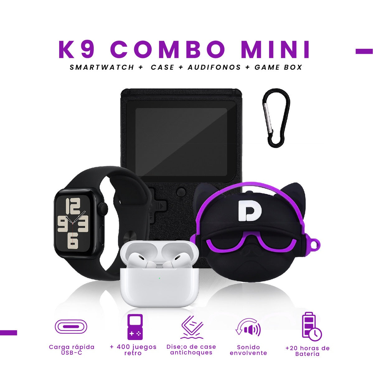 Smart Watch Deportivo Serie 8 Plus Con Audifonos Case Y Videojuegos Blak Edition