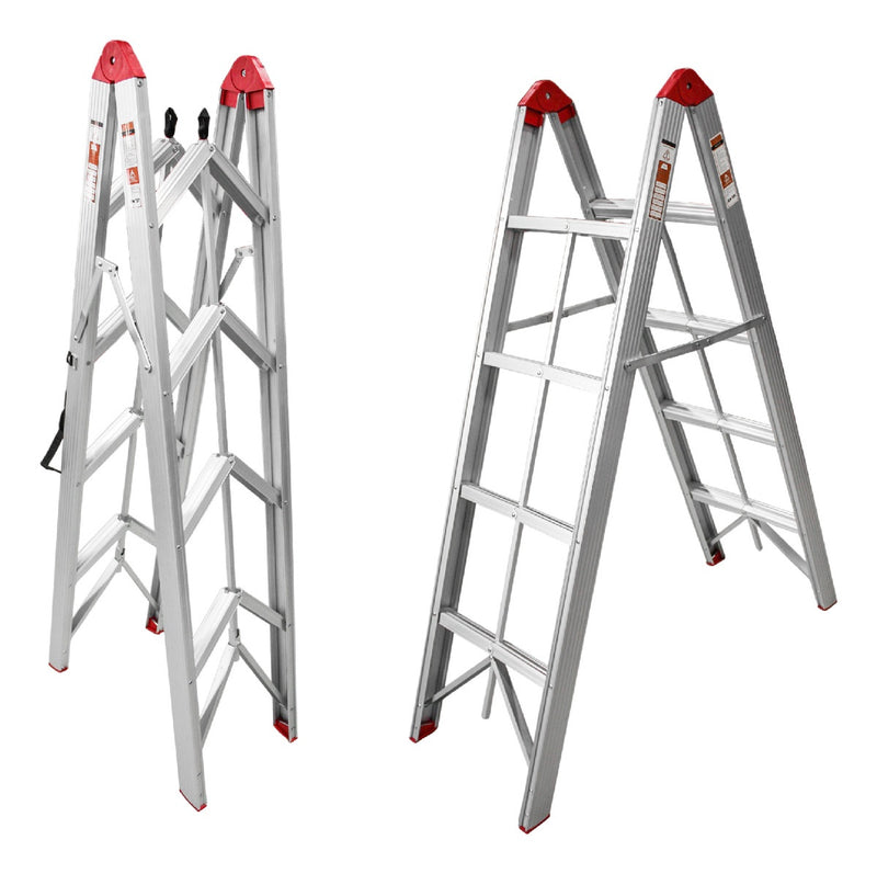 Escalera Plegable Tijera No Ocupa Espacio Practica Aluminio Resiste 150Kg 8 Peldanos