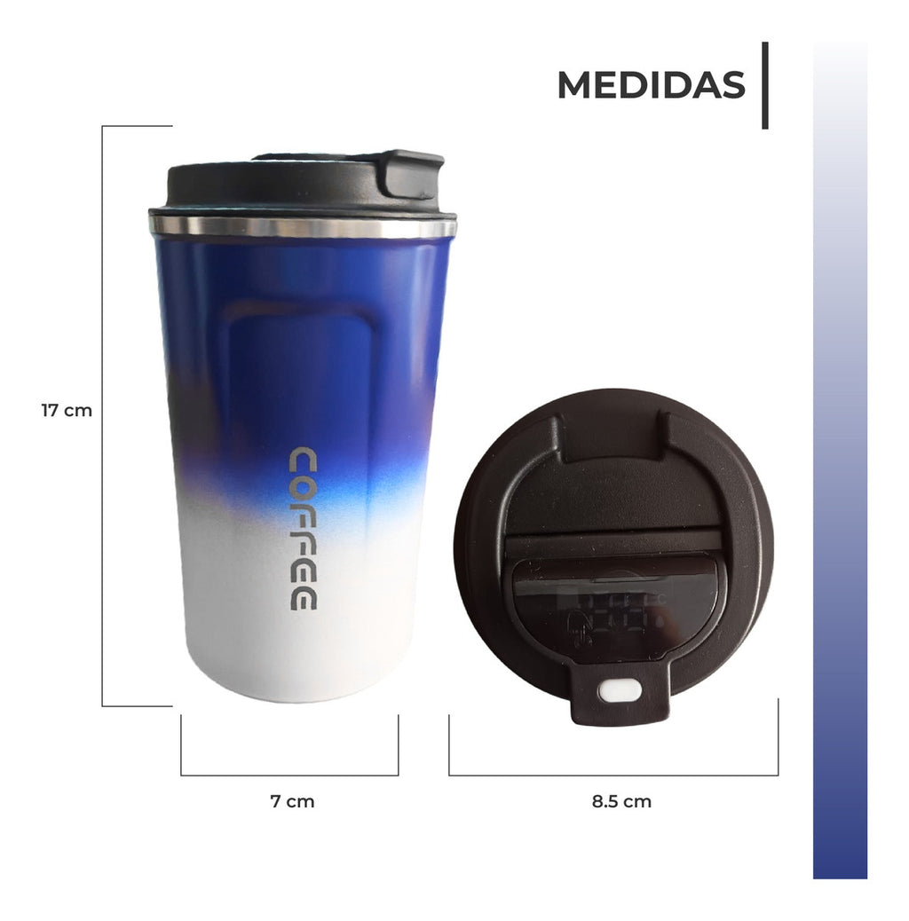 Vaso Termo Led Digital Mug Bicolor Azul 520Ml Acero Inoxidable Innovo Home