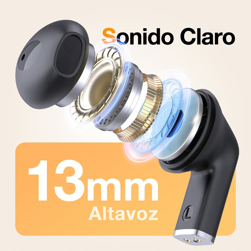 Audifonos Inalambricos 1Hora Aut209N Color Negro In-Ear Con Microfono Bluetooth 5.3 Manos Libres
