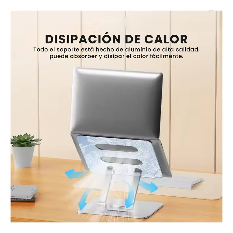 Soporte Giratorio 360Deg Portatil Laptop Tablet Aluminio Altura Ajustable Ergonomico Y Plegable