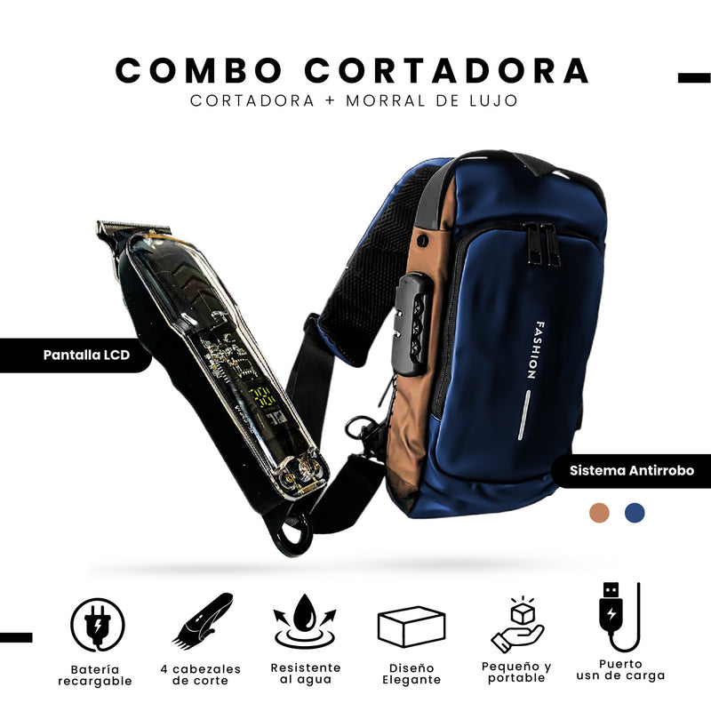 Bolso Viajero Bandolero Antirrobo Con Maquina De Afeitar Viajera