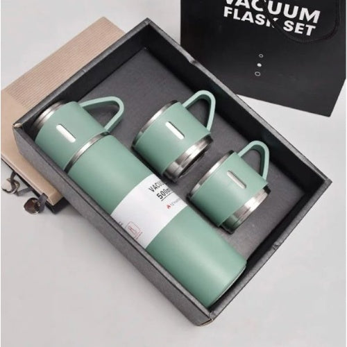 Termo 500Ml Acero Inoxidable Termico +3 Tazas Estuche Regalo