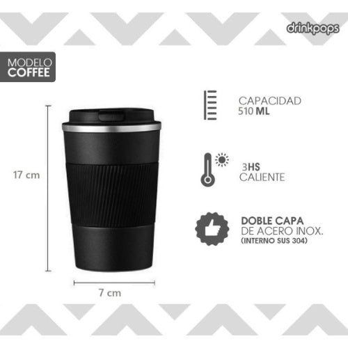 Vaso Termico Para Cafe Acero Inoxidable Premium Color Rosa Coffee