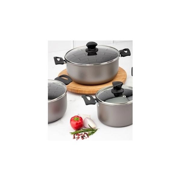 Bateria De Cocina Imusa 8 Piezas Antiadherente Con Tapas De Vidrio