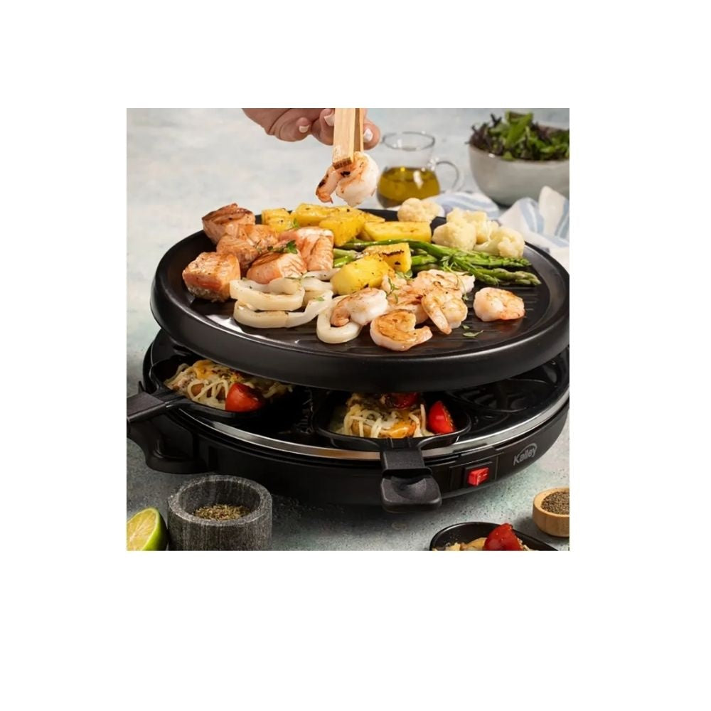 Parrilla Raclette Electrica Kalley 800W Antiadherente 8 Puestos