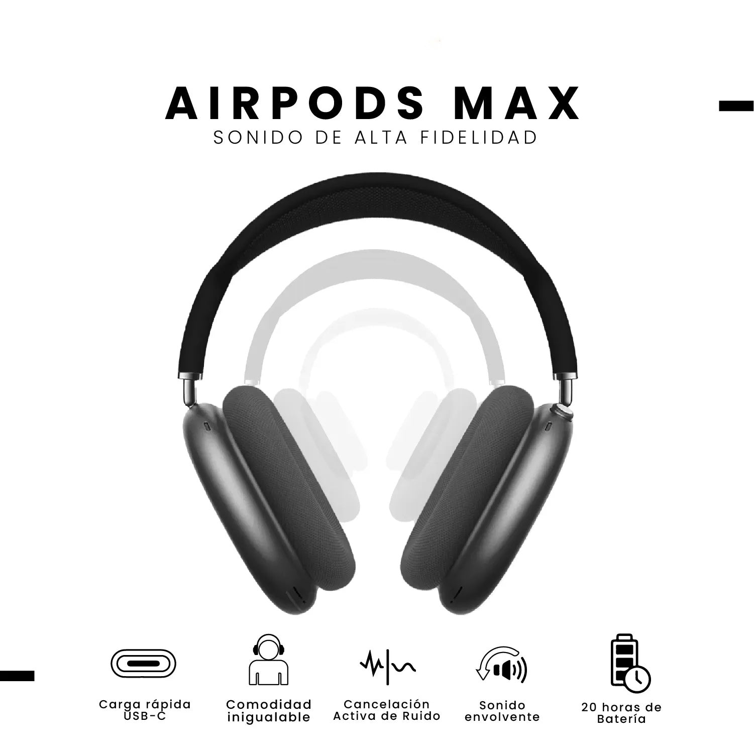 Audifonos Airpods Max 1.1 Replica Magnetica Full Sonido Bluetooth Estuche