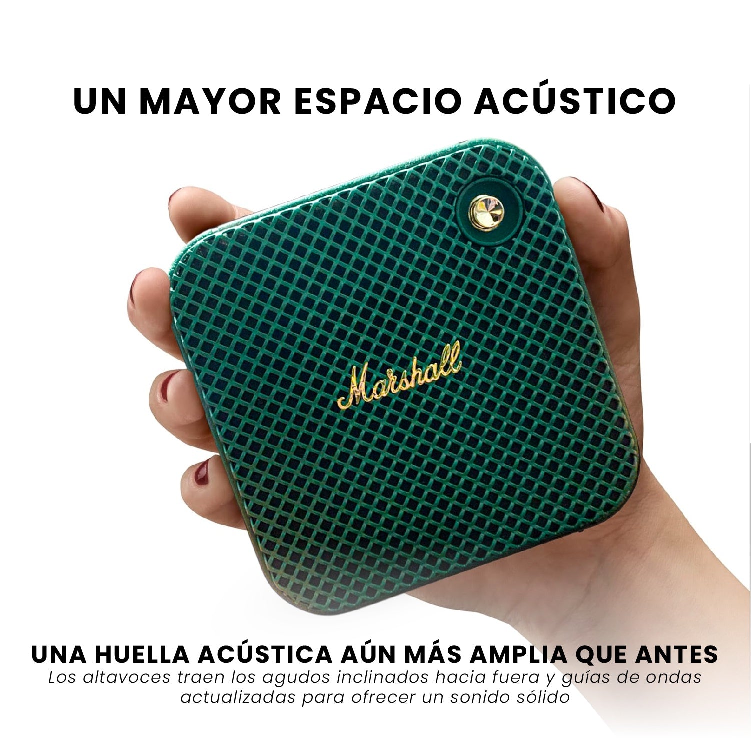Parlante Bluetooth Sonido Potente Usb Mp3 Fm Portable Tono Verde Marshall