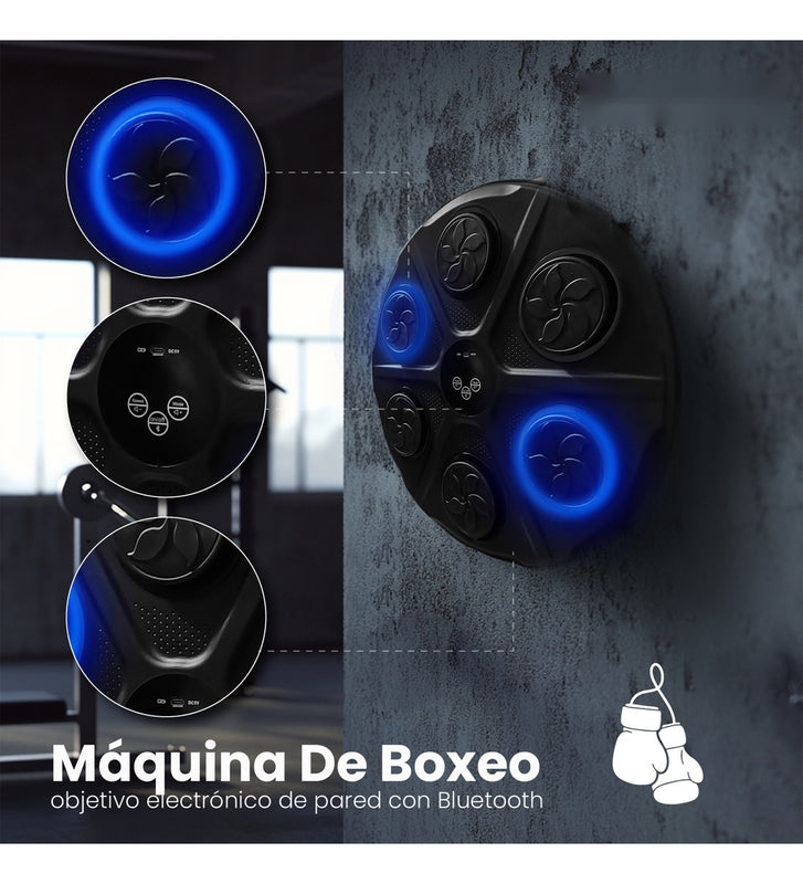 Maquina De Boxeo Musical Tablero Fit Guantes Bluetooth 6 Golpes