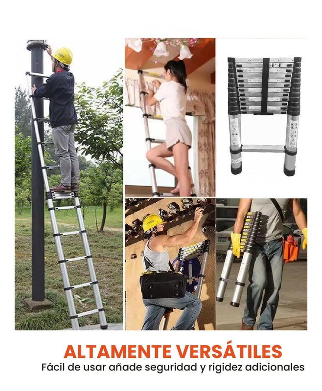 Escalera Telescopica 3.8 Metros Ajustable Aluminio Practica