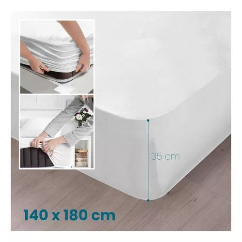 Combo Cubrelecho Termico Doble Funda Ovejero + Protector De Colchon Antifluido