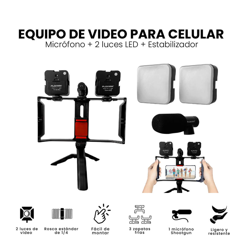 Soporte Profesional Making Crear Contenido Microfono Luz Led Rgb Estabilizador Ideal Tiktoks Youtube Instagram