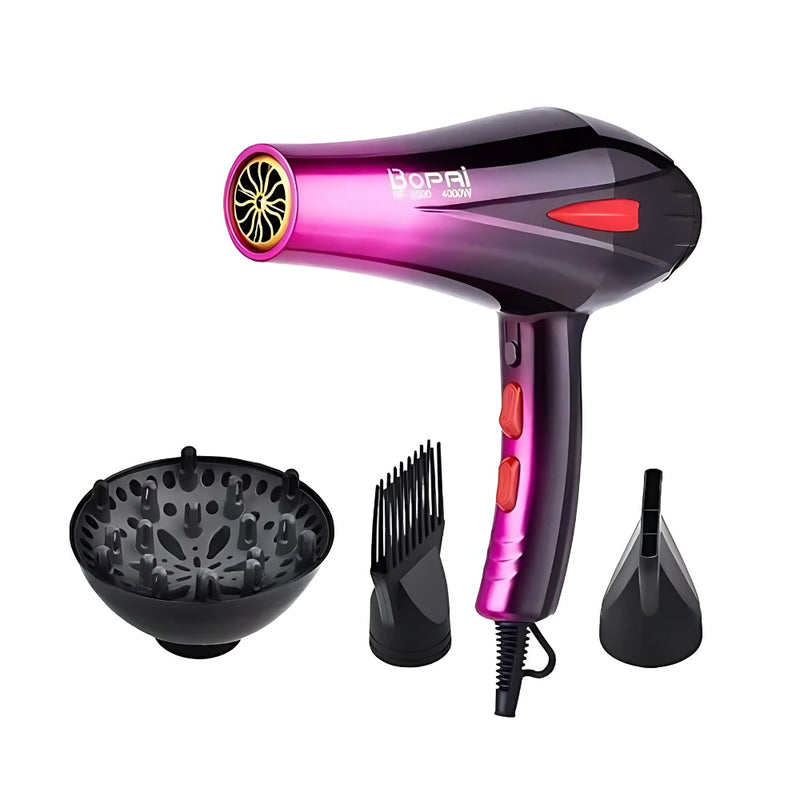 Combo Secador Bopai 4000W Difusor+ Cepillo Cabello Rizado Ondulado + Obsequio Toalla Microfibra