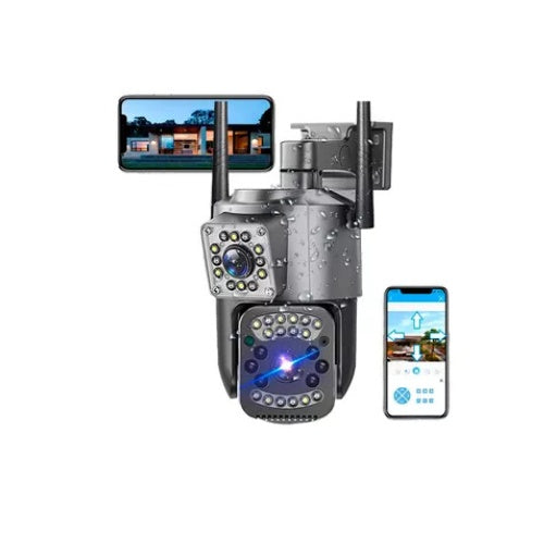 Camara Ip Exterior Doble Lente Wifi Vision Nocturna 360