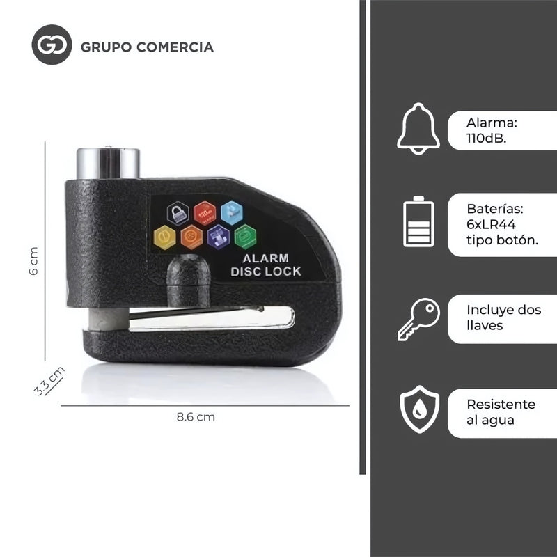 Combo Candado De Disco Con Alarma + Proteccion De Calzado Para Moto