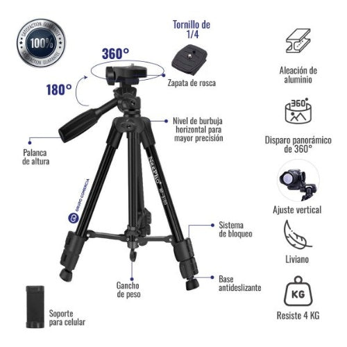 Tripode Profesional Para Camara Celular Aluminio Grande
