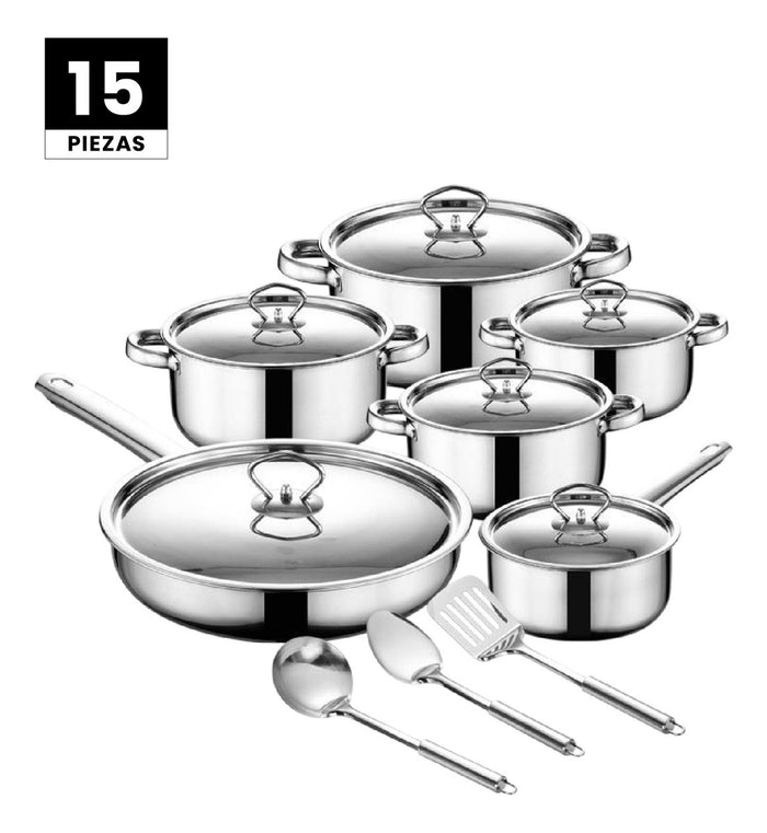 Juego De Ollas Acero Quirurgico Inoxidable 15 Piezas Bekaline Cocina Premium