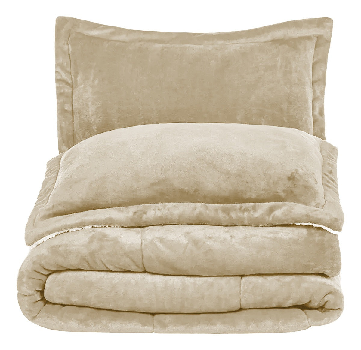 Cubrelecho Plumon Termico Doble Funda Almohadas Cama Doble Inn Home Beige Cream