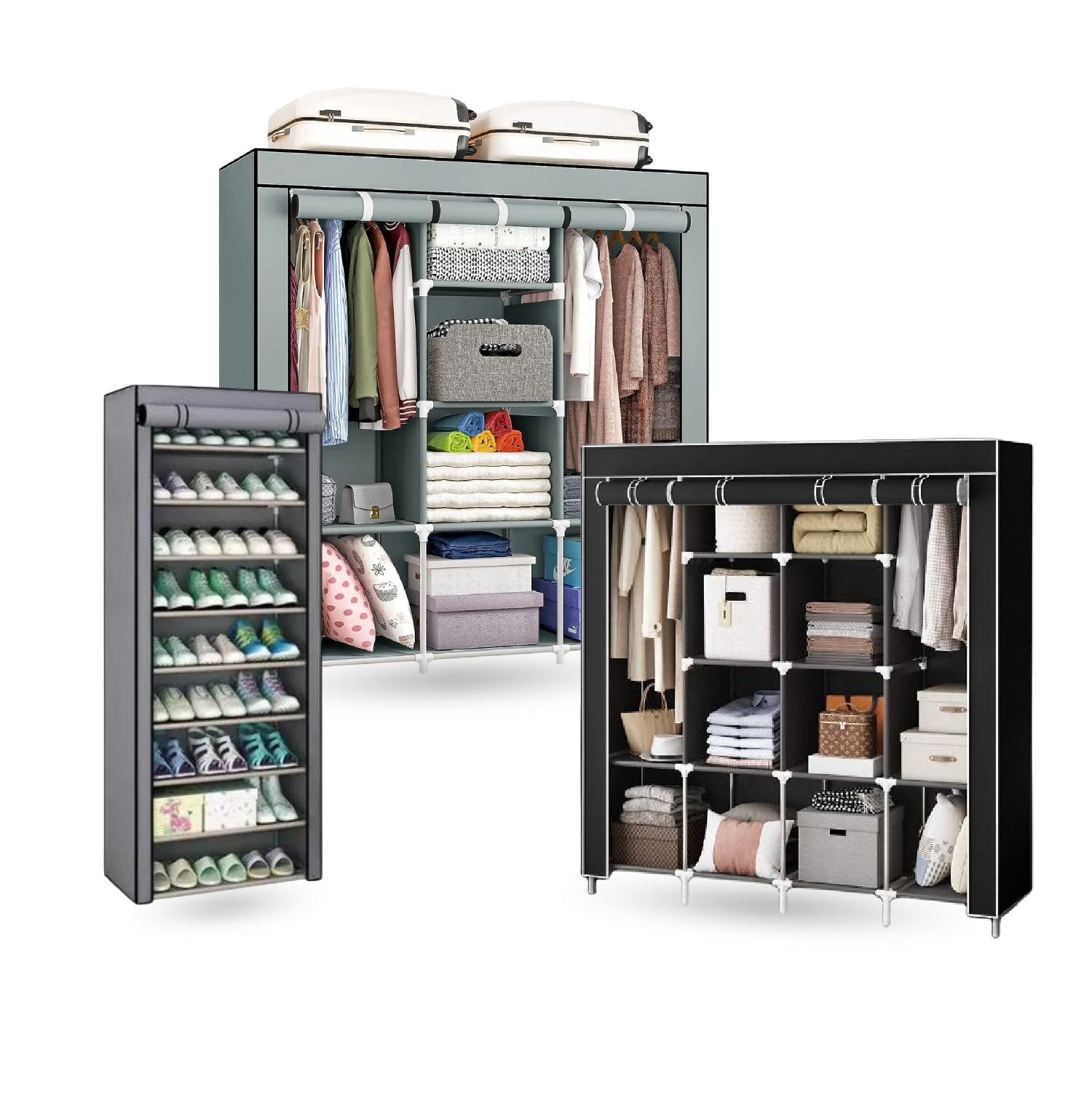Closet Organizador Hogar X2 Armarios Ropa + Zapatero 9 Niveles Innovo Home