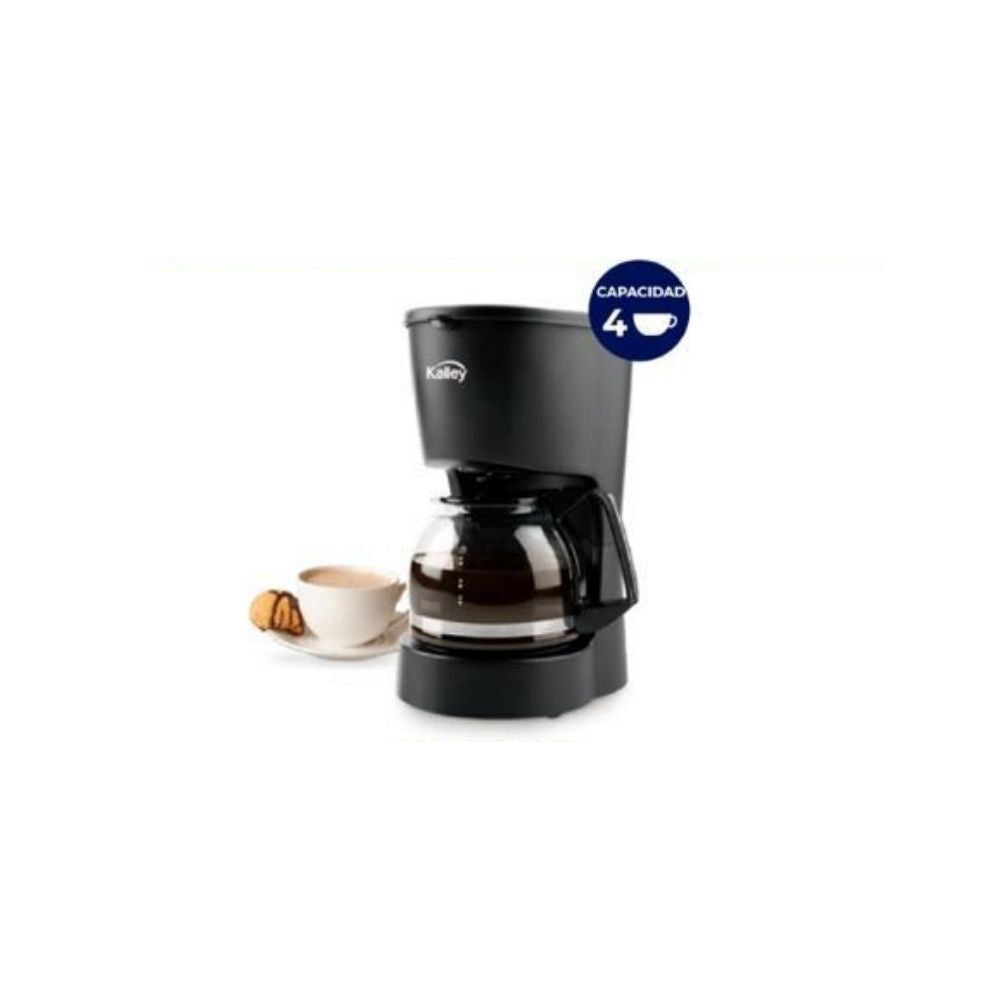 Cafetera Kalley Electrica 4 Tazas Con Filtro Reutilizable Y Jarra Vidrio