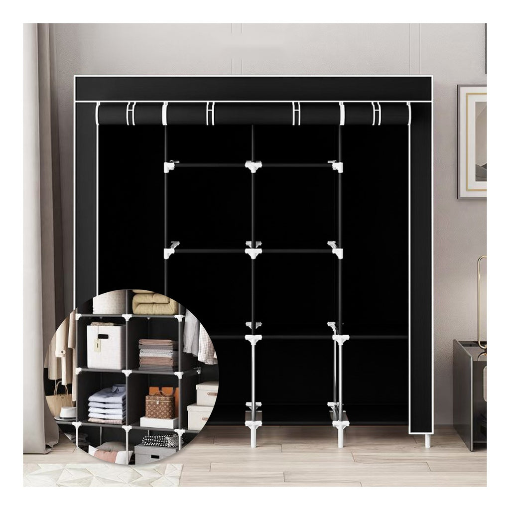 Closet Organizador De Ropa Plegable Armable 4 Puertas Tela Negro Innovo+