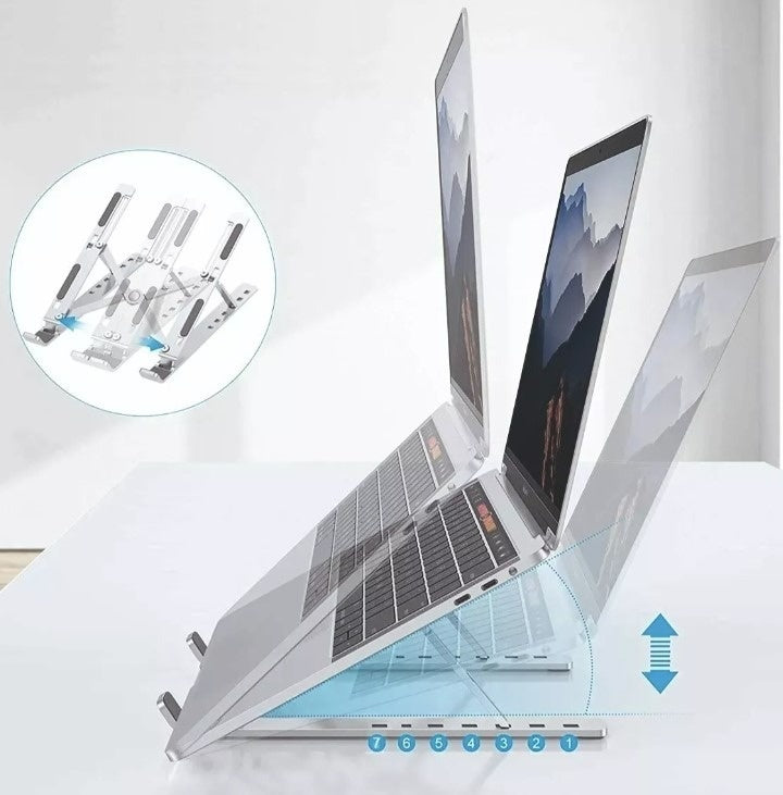 Base Portatil Tablet Ergonomica Reclinable 5 Niveles + Soporte Carga Celular