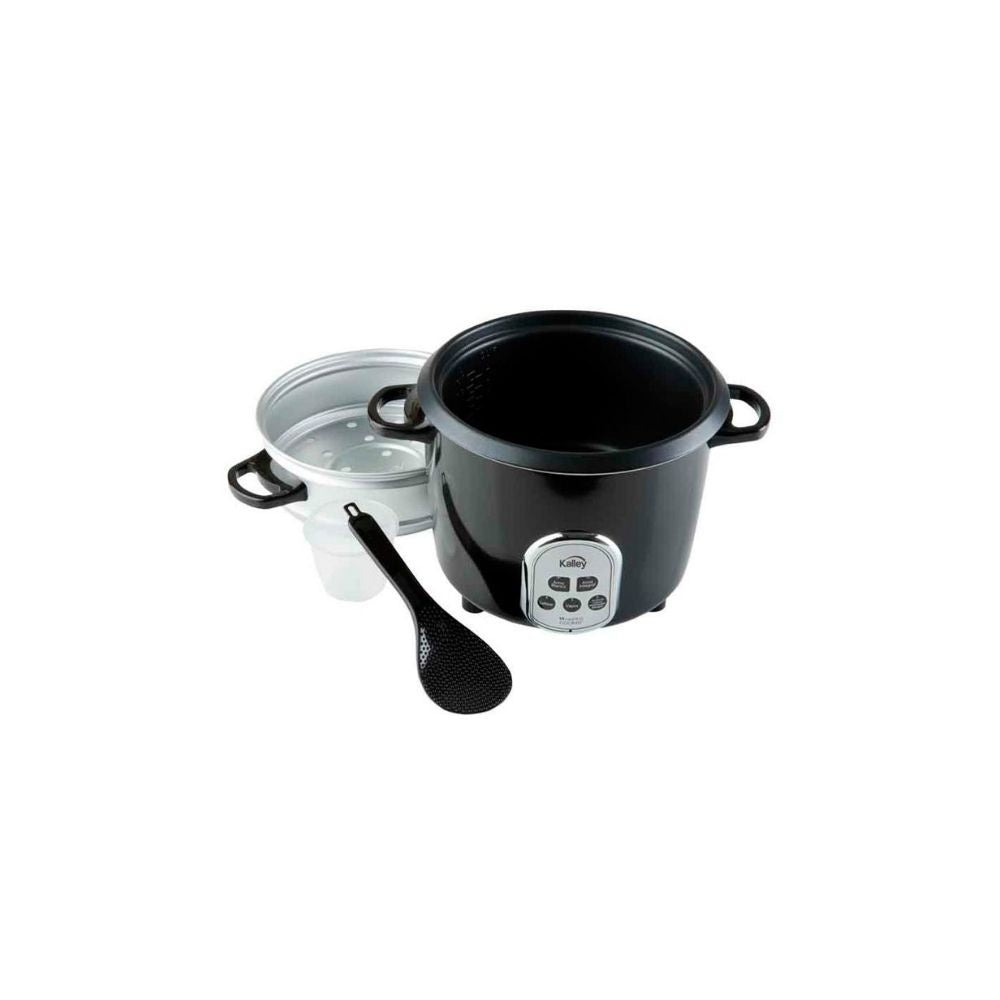 Arrocera Electrica Kalley 1.4L 7 Tazas Antiaderente Con Vaporera Negra