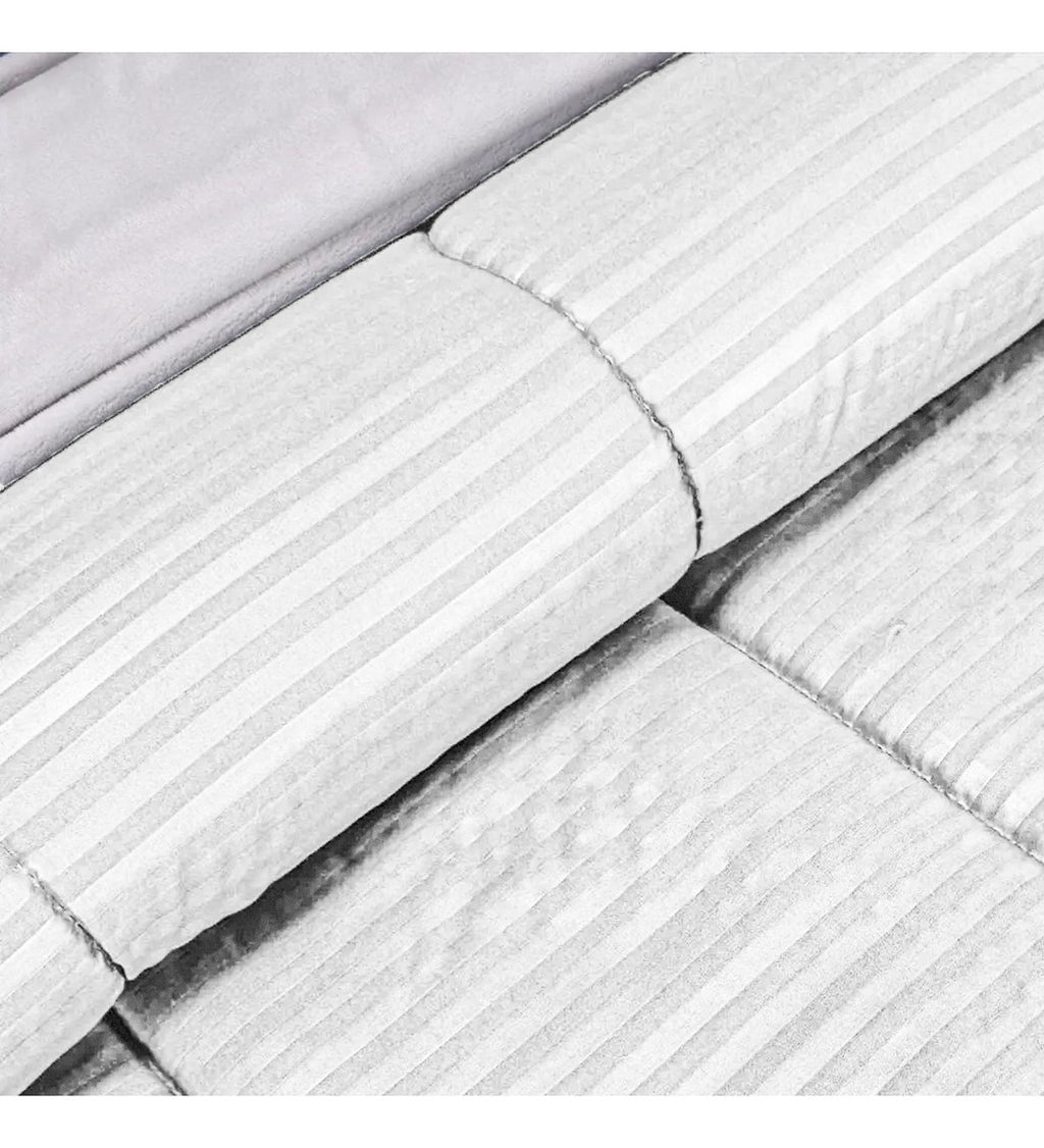 Edredon Cubrelecho Premium Cama Doble Con Fundas Para Almohada Innovo Blanco