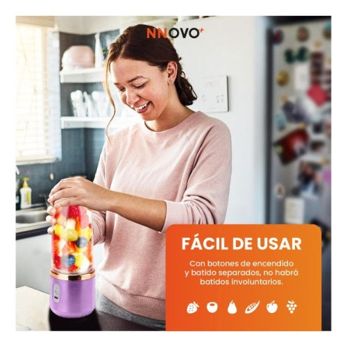Mini Licuadora Para Batidos Rapidos De Bolso Recargable 400 Ml Innovo Home