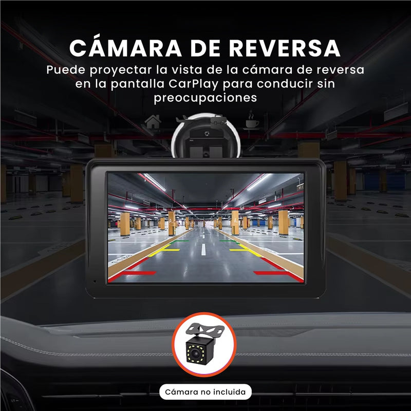 Gps Portatil Carplay & Android Auto Inalambrico 7 Pantalla Tactil Hd Camara Reversa Universal