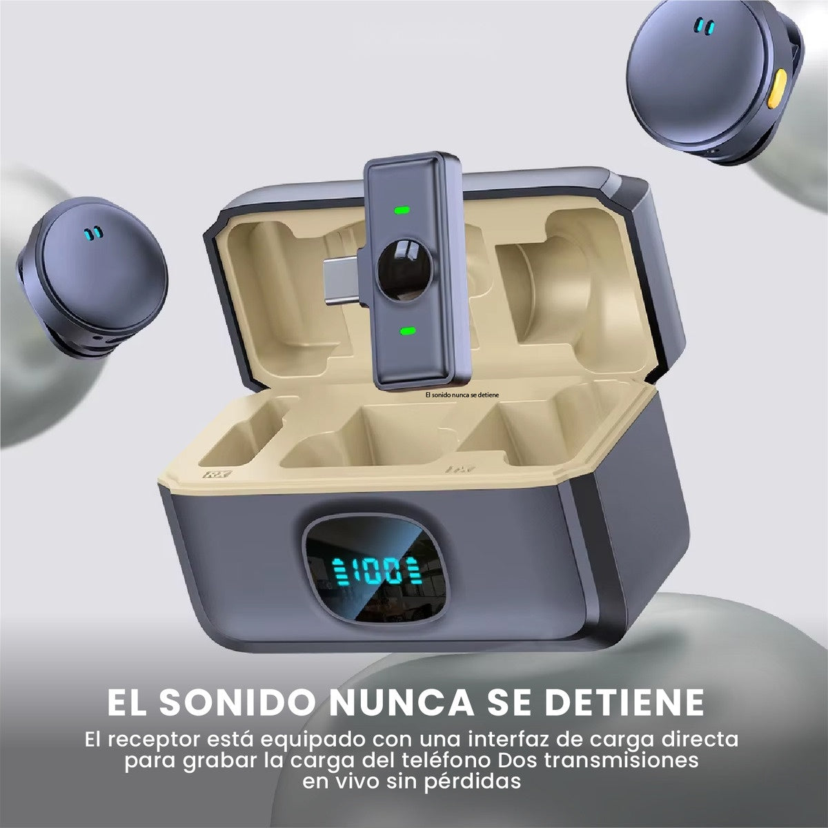 Microfono Inalambrico Solapa Magnetico Solapa Doble Canal Profesional 40Hrs