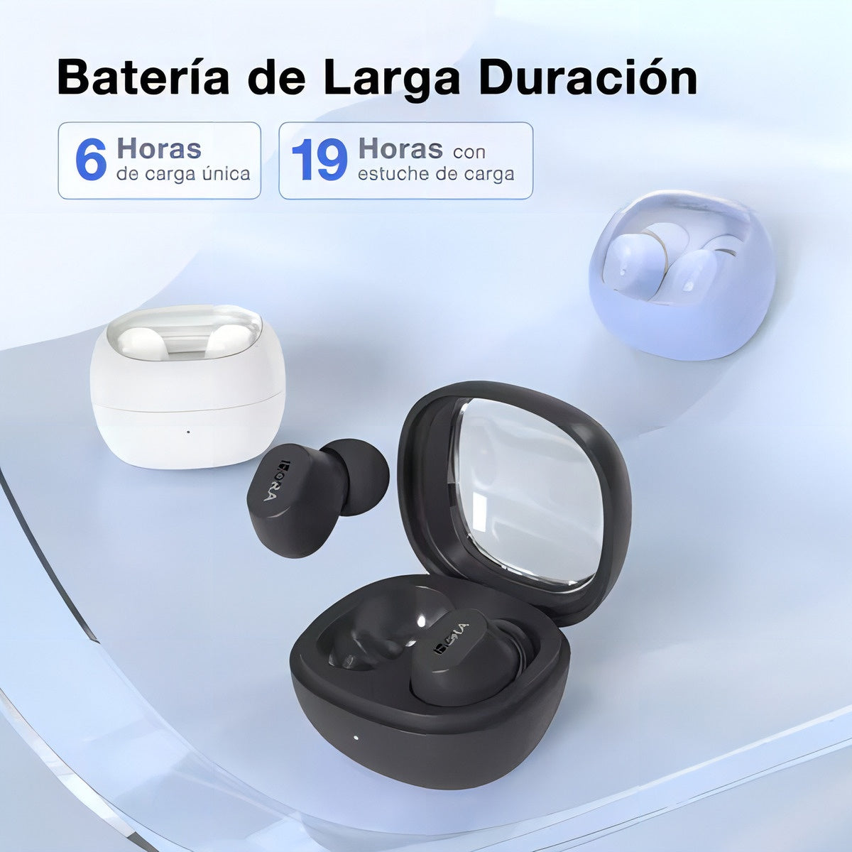 Audifonos Inalambricos 1Hora Bluetooth 5.3 In Ear Manos Libres 1-Hora Aut208N Accesorios Para Celulares Con Earbuds Cable Tipo C A C Color Negro