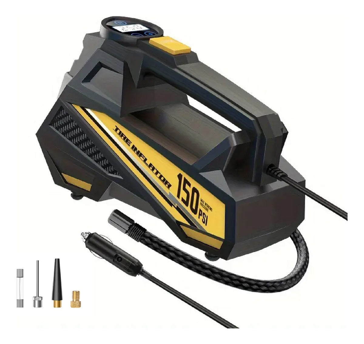 Inflador Para Carros Portable Infaltable Con Linterna Accesorios 150 Psi Universal