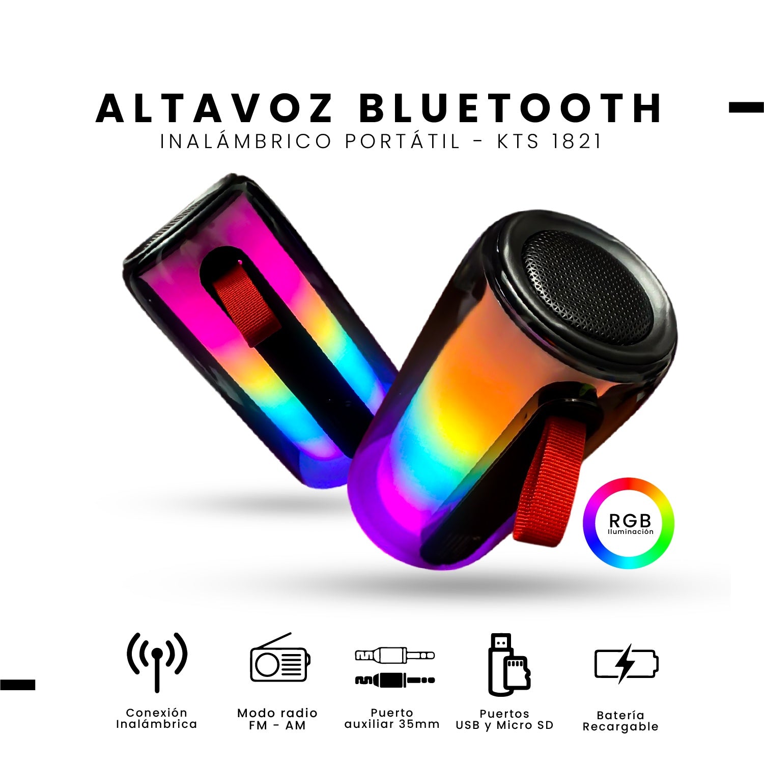 Parlante Bluetooth Ipx7 Portatil Mp3 Fm Usb | Sonido Claro Alta Potencia | Luces Led Multicolor Ambiente