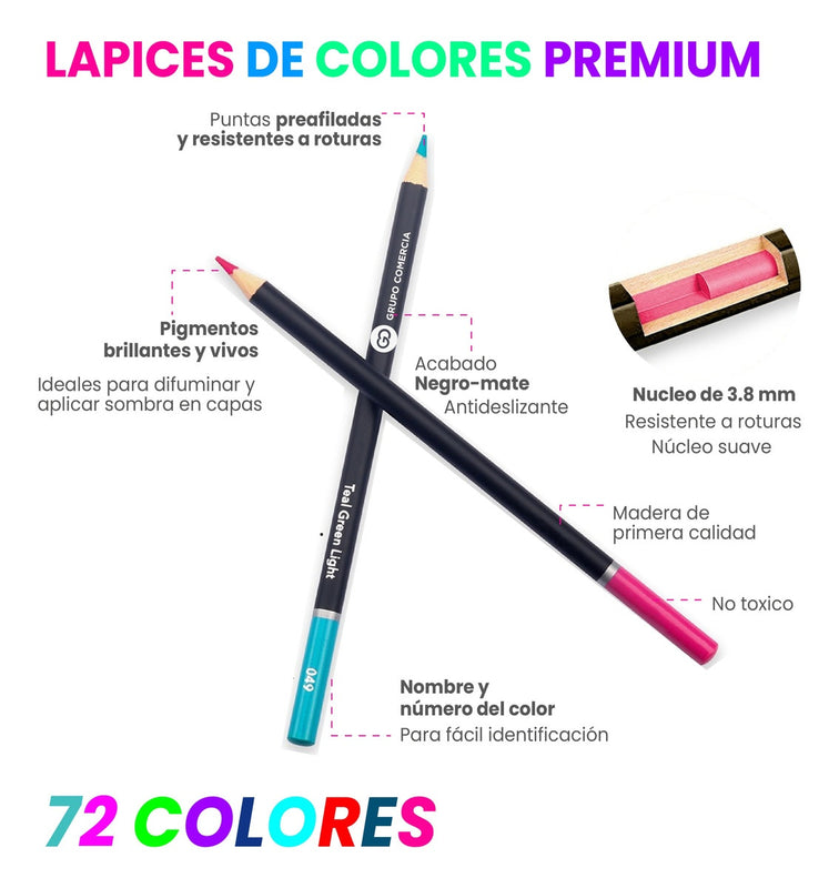 Kit De 72 Lapices Colores Premium Para Colorear Cromatica