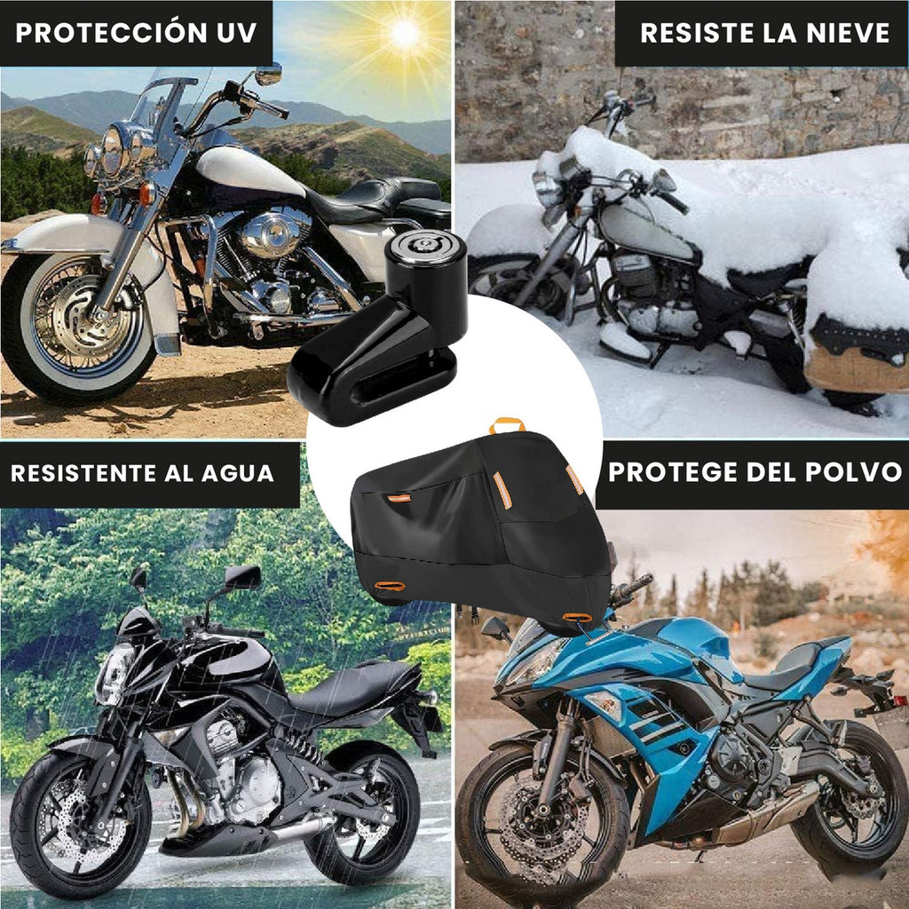 Funda Impermeable Para Moto Con Candado De Disco Antirrobo Protector Exterior Resistente