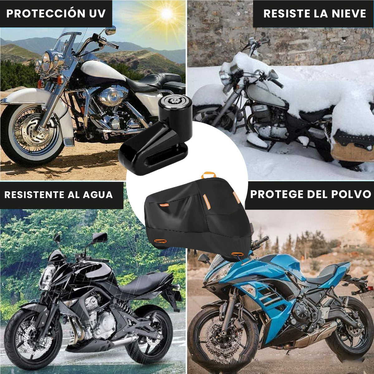 Funda Impermeable Para Moto Con Candado De Disco Antirrobo Protector Exterior Resistente