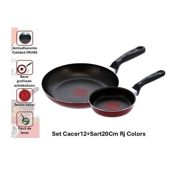 Set De Sartenes Imusa Colors 12Cm Y 20Cm Antiadherentes Rojos
