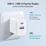 Cargador 1Hora Gar161B Usb Y Tipo C De Pared Carga Rapida Blanco