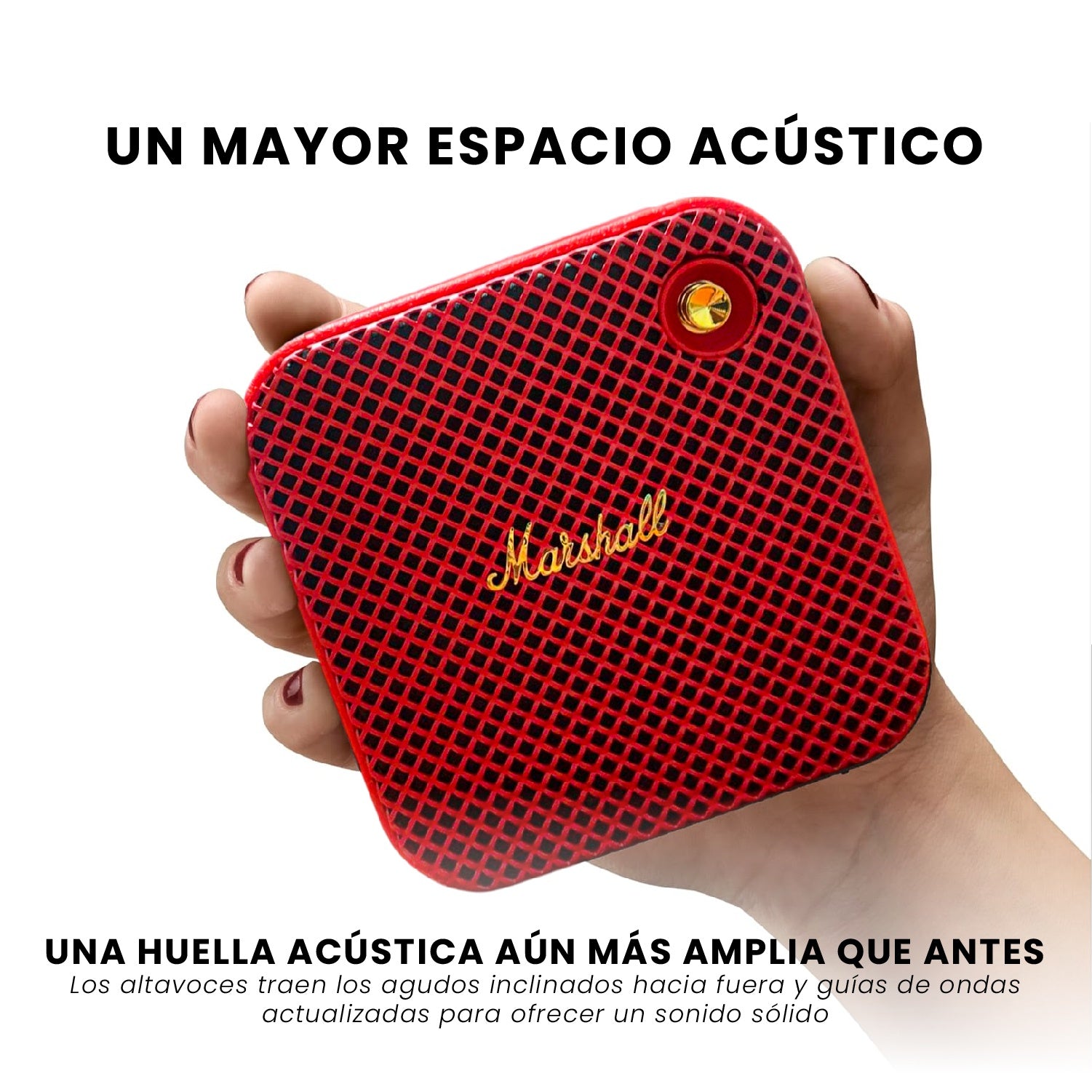 Parlante Bluetooth Sonido Potente Usb Mp3 Fm Portable Tono Rojo Marshall