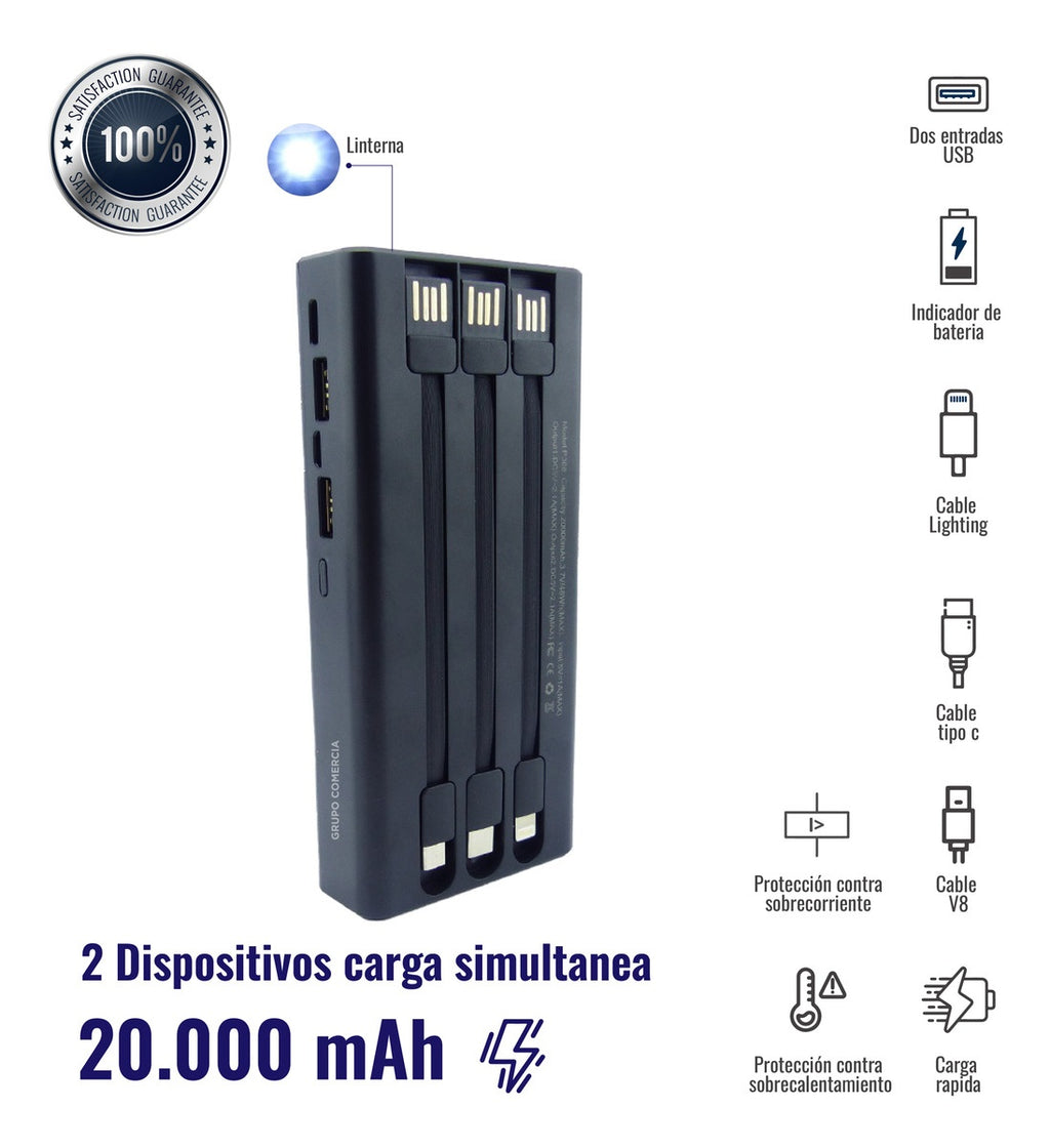 Bateria Portatil Power Bank 13.000 Mah Digital Linterna