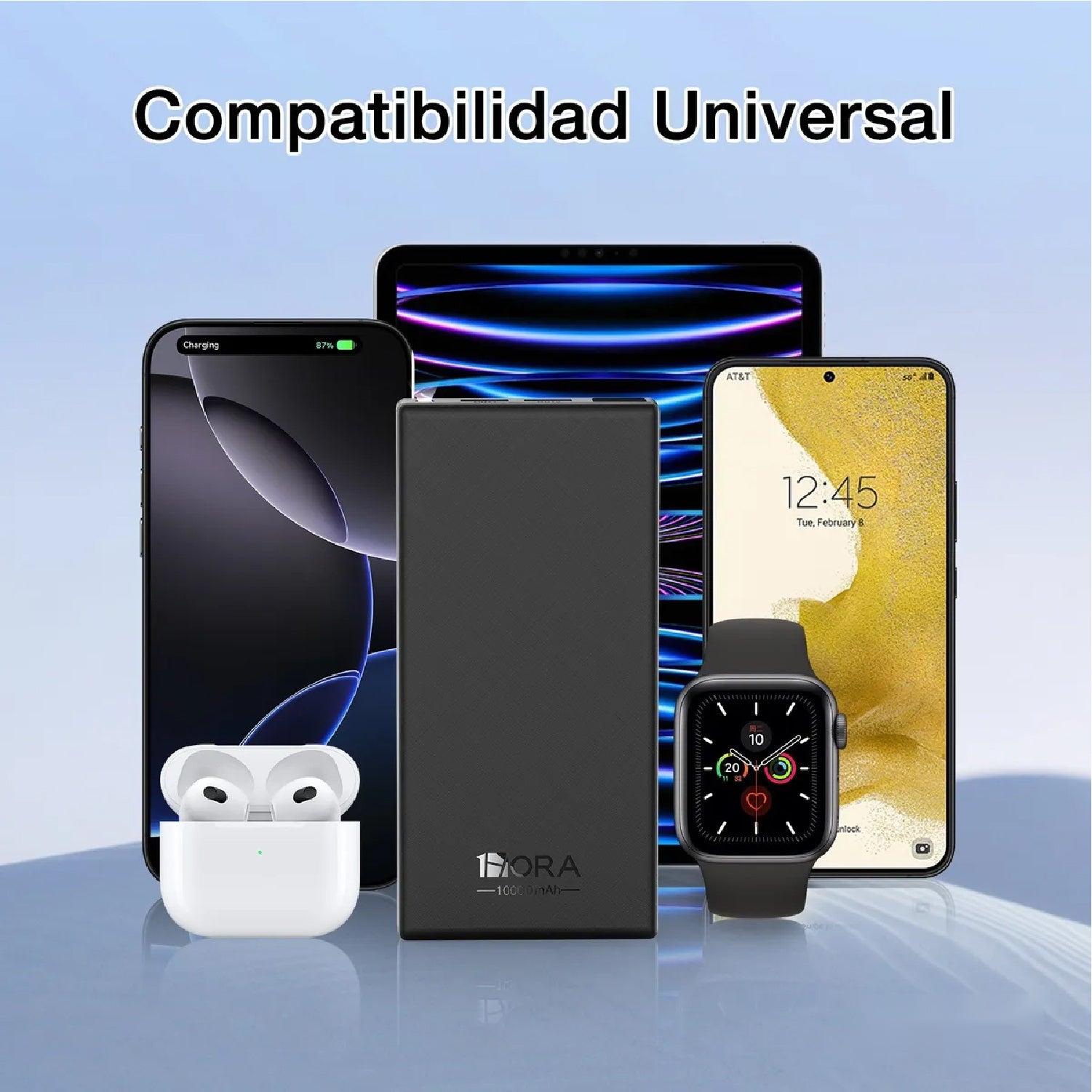 Power Bank 10000Mah + Soporte Celular Plegable Innovo Carga Rapida Led Usb-C