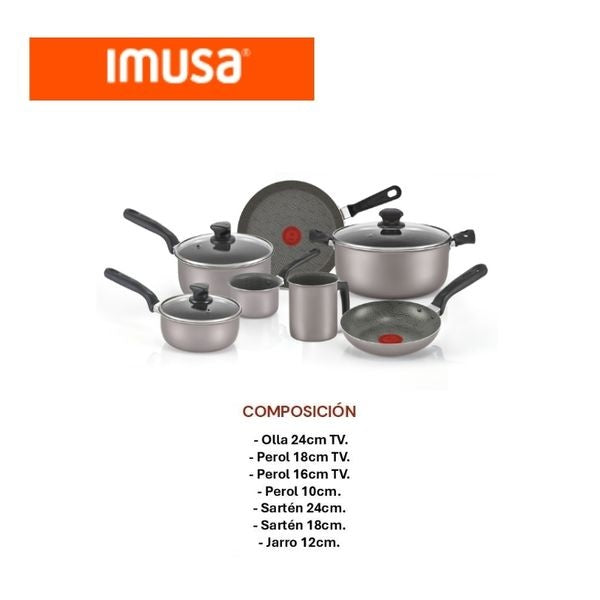 Bateria De Cocina Imusa 10 Piezas Antiadherente Ollas Sartenes Y Jarro